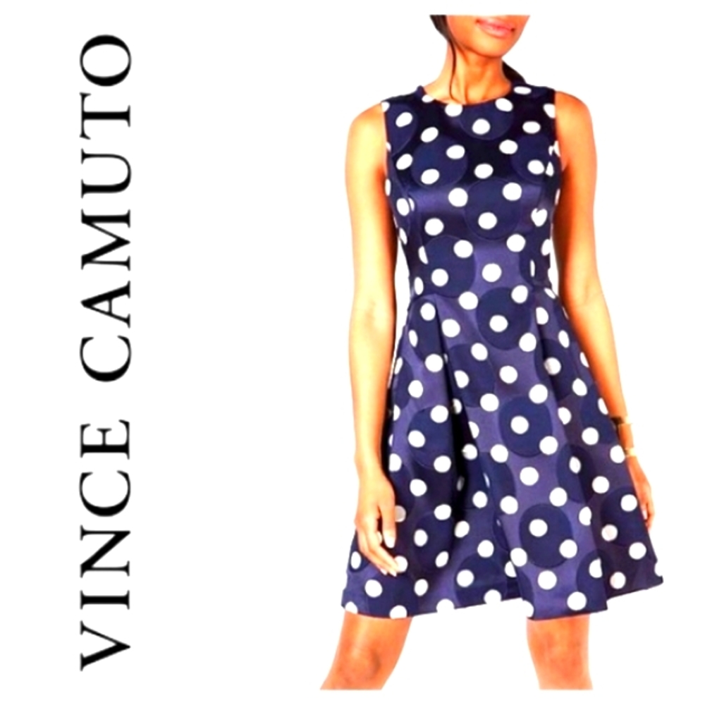 NEW! Vince Camuto Women's 'size 6' Polka-dot, Fit & Flare Dress.